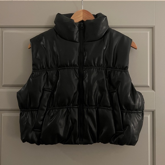 H&M Jackets & Blazers - H&M Faux Leather Puffer Vest — Size M